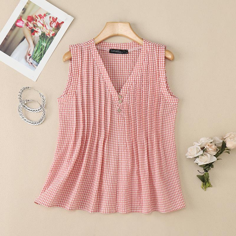 ZANZEA Женские повседневные летние майки без рукавов с V-образным вырезом и клетчатым принтом 5XL розовый
ZANZEA Женские повседневные летние майки без рукавов с V-образным вырезом и клетчатым принтом 5XL розовый