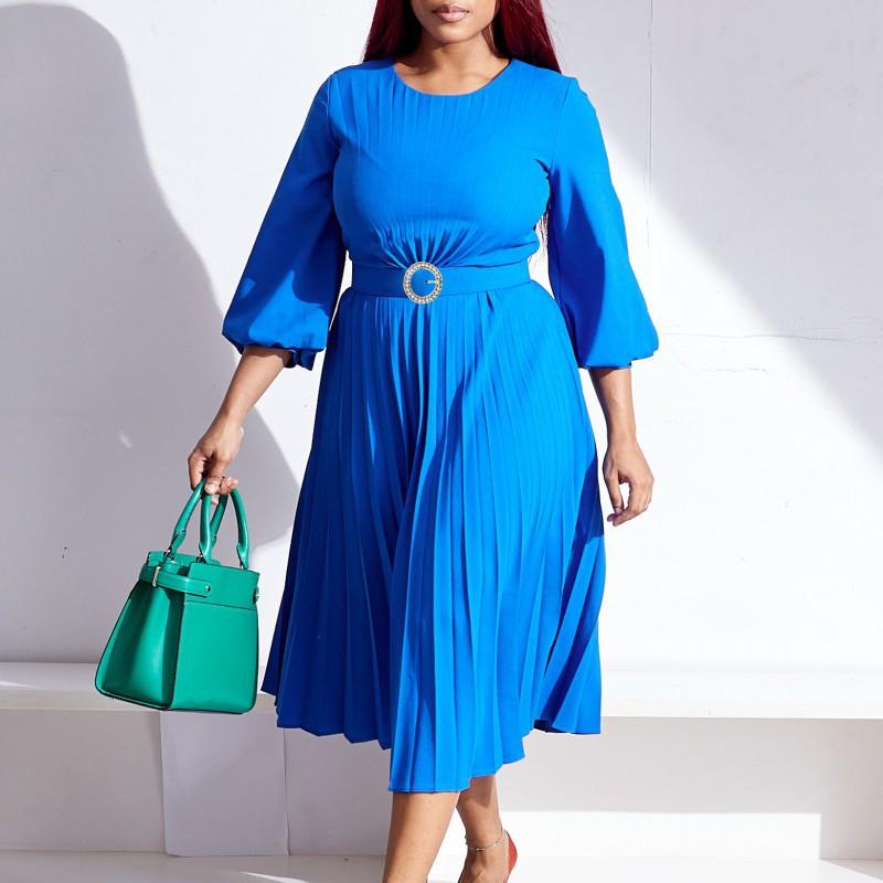 Women s Pure Color Pleated Loose Waist Round Collar African Dress XL
Women s Pure Color Pleated Loose Waist Round Collar African Dress XL