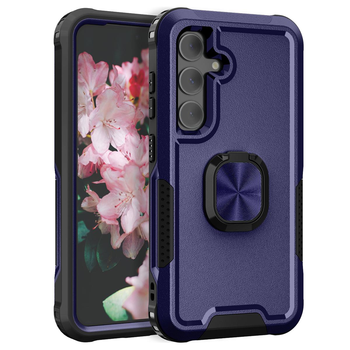 For Samsung Galaxy S24+ Case Anti-scratch PC+Silicone Rotatable Ring Kickstand Phone Protector Navy Blue
For Samsung Galaxy S24+ Case Anti-scratch PC+Silicone Rotatable Ring Kickstand Phone Protector Navy Blue