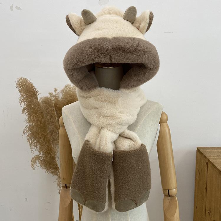 Шапка с рогами теленка, шарф, интегрированный, для девочек, зимняя, теплая, с защитой ушей, велосипедная шапка, плюшевый милый комплект из трех предметов бежевый
Шапка с рогами теленка, шарф, интегрированный, для девочек, зимняя, теплая, с защитой ушей, велосипедная шапка, плюшевый милый комплект из трех предметов бежевый