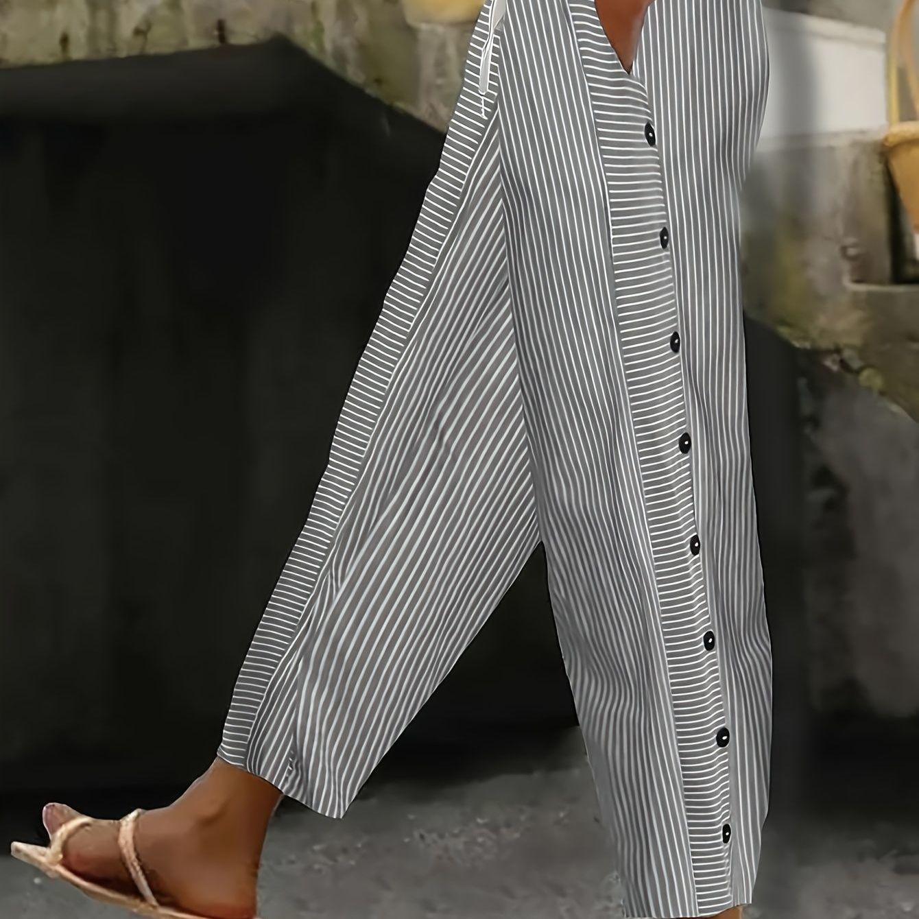 Women s Plus Size Casual Striped Elastic Waist Lounge Pants with Pockets and Lace-up Detail 0XL темно-серого
Women s Plus Size Casual Striped Elastic Waist Lounge Pants with Pockets and Lace-up Detail 0XL темно-серого