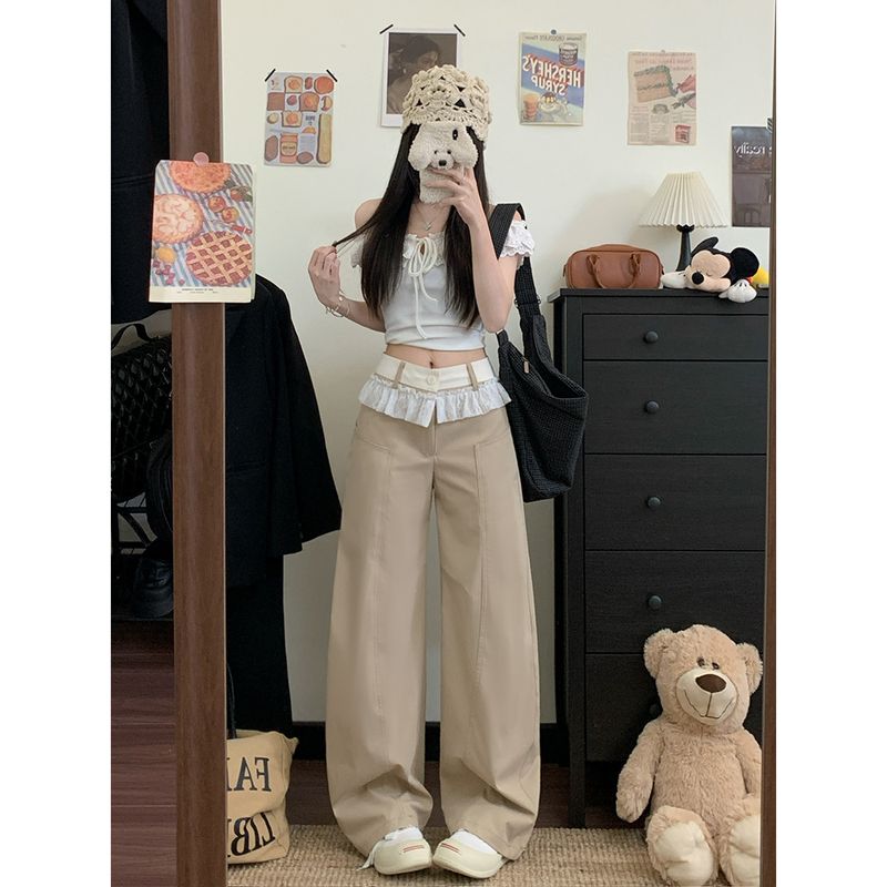 Kumikumi Niche Style Lace Patchwork Casual Pants Loose Pants Women s Clothing Fall High Waist Baggy Straight Trousers Mop Pants Khaki S
Kumikumi Niche Style Lace Patchwork Casual Pants Loose Pants Women s Clothing Fall High Waist Baggy Straight Trousers Mop Pants Khaki S