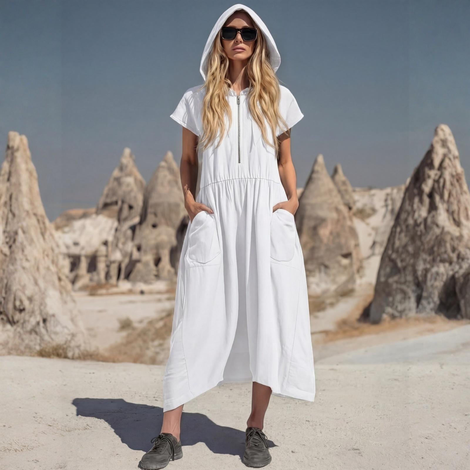 Women s Vintage Cotton And Linen Hooded Half-zip Mid-length Dress XL білий
Women s Vintage Cotton And Linen Hooded Half-zip Mid-length Dress XL білий