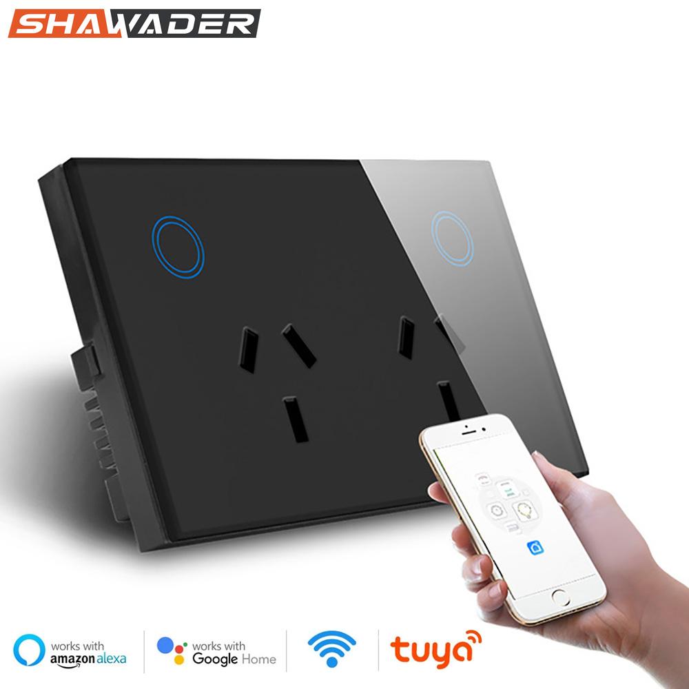 Tuya WIFI art настенная розетка AU электрическая розетка 10A монитор мощности сенсорный переключатель беспроводной пульт дистанционного управления Alexa Google