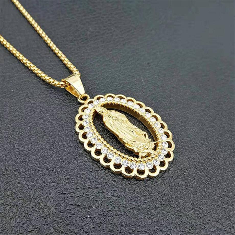 Stainless Steel Virgin Mary Gold Necklaces Pendants for Women 2020 Gold Color Madonna Necklace Religious Christian Jewelry 60cm
Stainless Steel Virgin Mary Gold Necklaces Pendants for Women 2020 Gold Color Madonna Necklace Religious Christian Jewelry 60cm