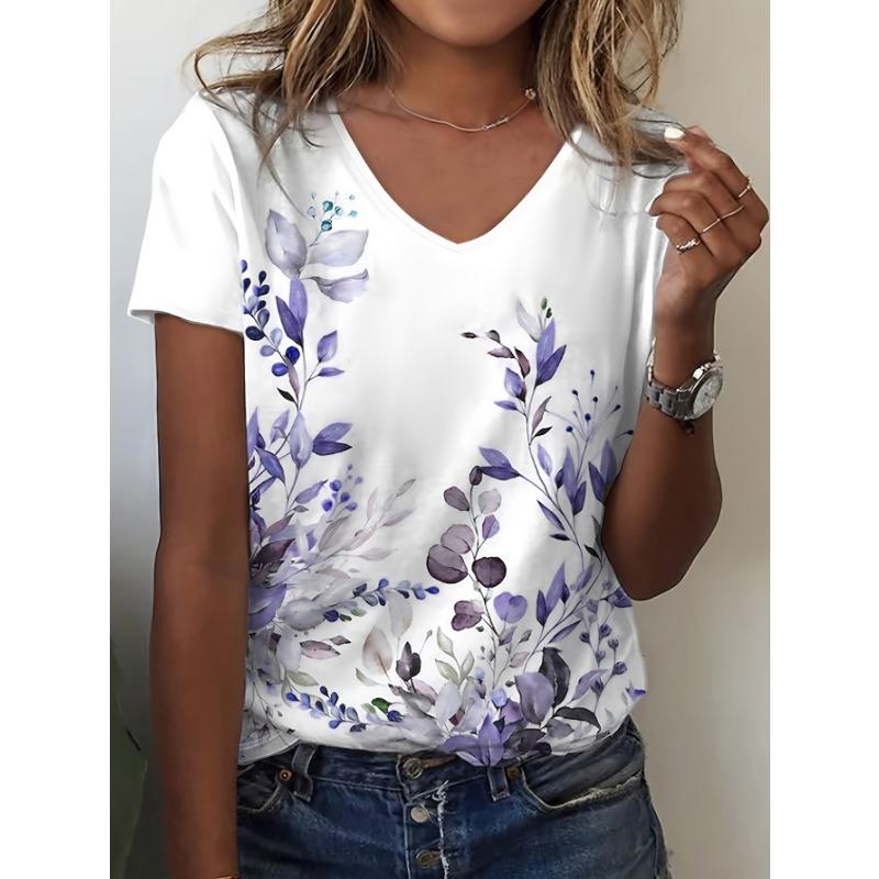 Summer women s floral print short-sleeved versatile V-neck home casual short-sleeved tops for vacation and outing XL
Summer women s floral print short-sleeved versatile V-neck home casual short-sleeved tops for vacation and outing XL