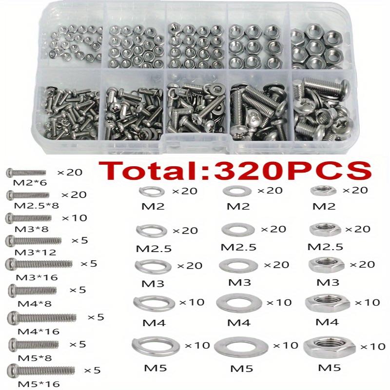 Hex Nuts and Bolt Set - 320 Pieces Durable M2 - M5 Metric Size Universal Hardware Kit for DIY Projects and Repairs 1 box
Hex Nuts and Bolt Set - 320 Pieces Durable M2 - M5 Metric Size Universal Hardware Kit for DIY Projects and Repairs 1 box
