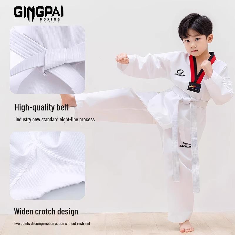 Бавовняна уніформа Jingpai Taekwondo з довгим рукавом для будь-якого віку - Ідеально підходить для тренувань та змагань навесні, восени, взимку Double Extra Small
Бавовняна уніформа Jingpai Taekwondo з довгим рукавом для будь-якого віку - Ідеально підходить для тренувань та змагань навесні, восени, взимку Double Extra Small