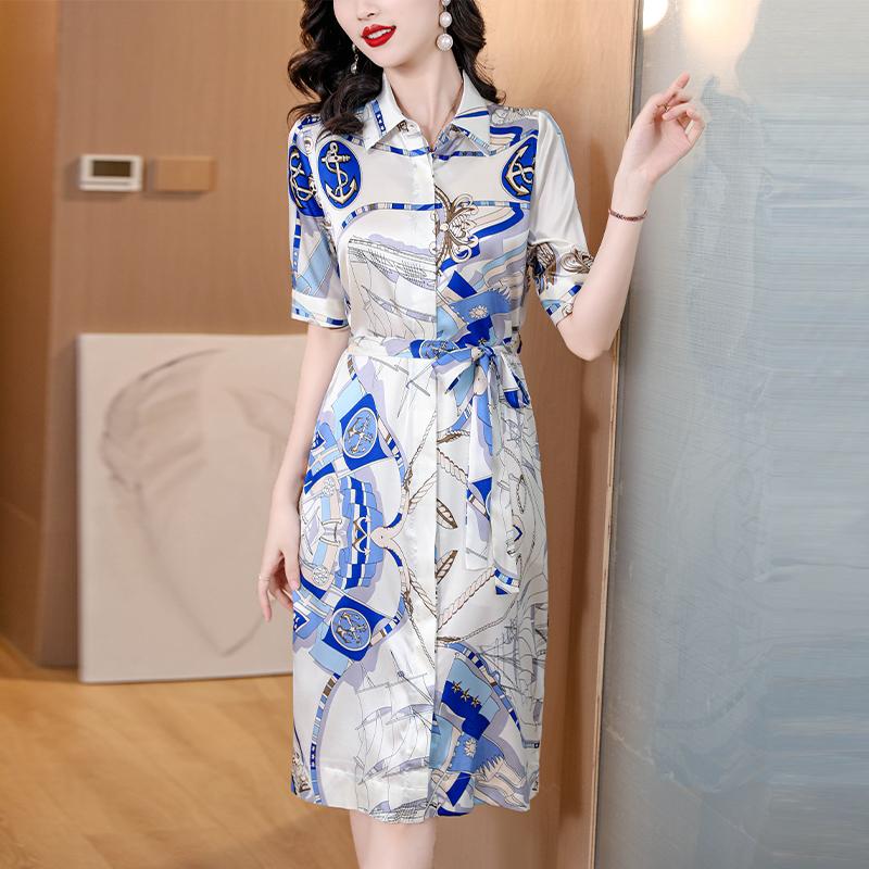 Летнее модное женское платье с цветочным принтом и поясом L 
Летнее модное женское платье с цветочным принтом и поясом L