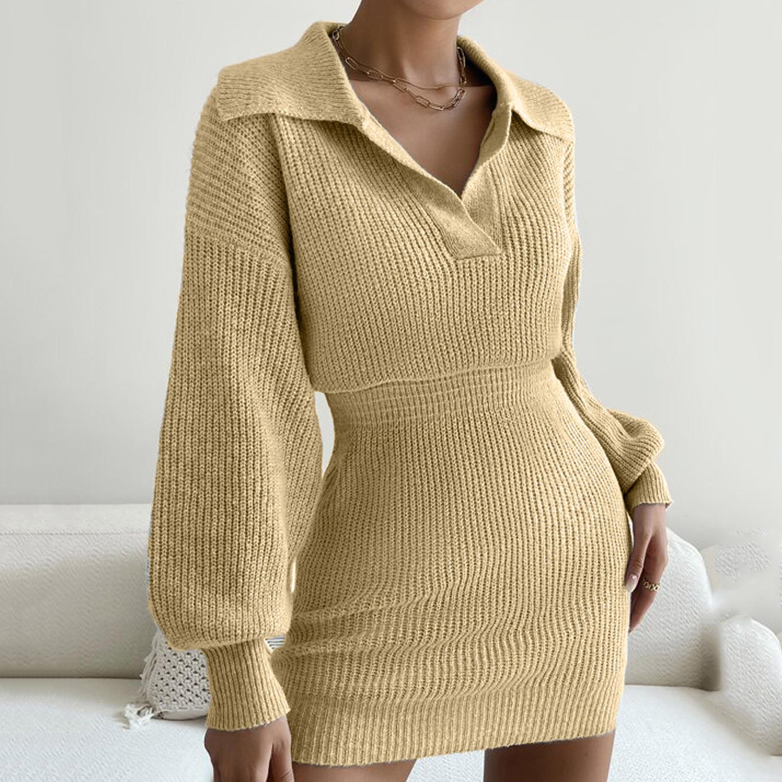 Женское модное повседневное трикотажное платье с отложным воротником, рукавами-фонариками и длинным рукавом, однотонное S хаки
Женское модное повседневное трикотажное платье с отложным воротником, рукавами-фонариками и длинным рукавом, однотонное S хаки