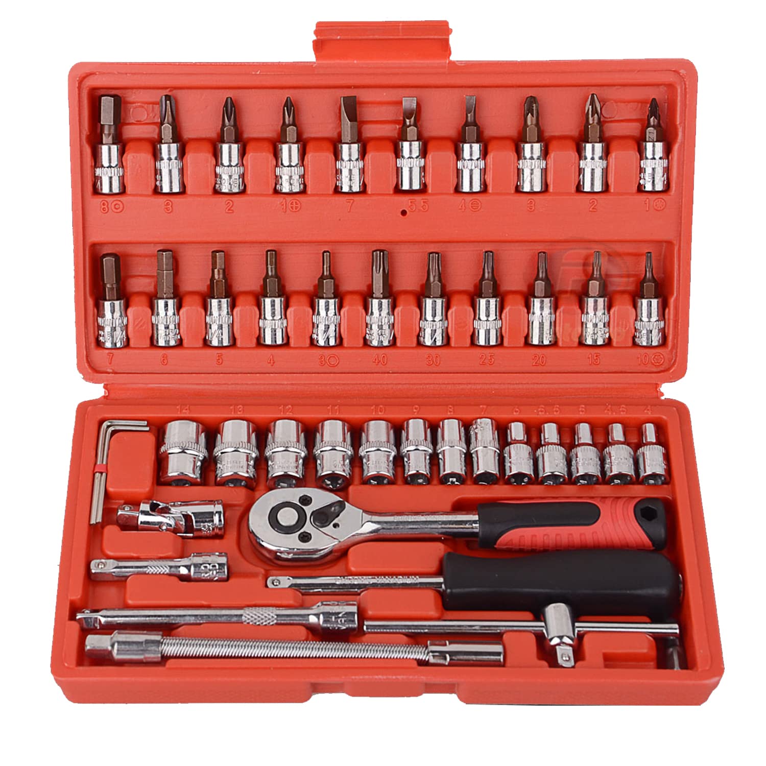 Carry Socket Wrench Drive Ratchet 46 Socket Driver Combination Tool Set, 6.3 (1/4 inch) Wrench, Sleeve, Wrench,
Carry Socket Wrench Drive Ratchet 46 Socket Driver Combination Tool Set, 6.3 (1/4 inch) Wrench, Sleeve, Wrench,