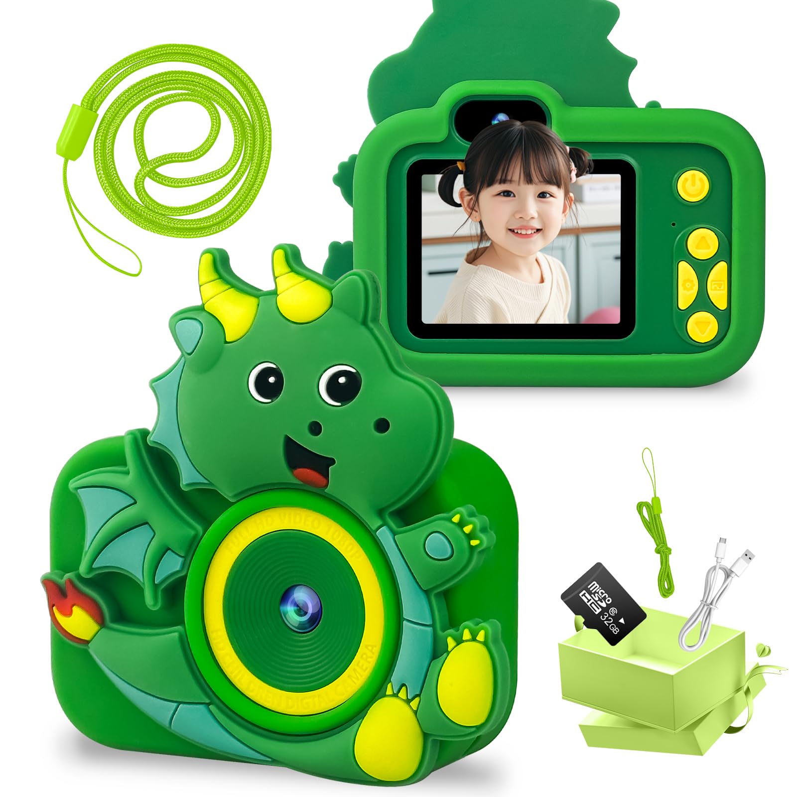in Kids Camera with 1080P HD Recording and Inch IPS 32G Toy TF Card Dual Silicone Protective Case Suitable for Boys and Ages Instruction Manual Green зелений
in Kids Camera with 1080P HD Recording and Inch IPS 32G Toy TF Card Dual Silicone Protective Case Suitable for Boys and Ages Instruction Manual Green зелений