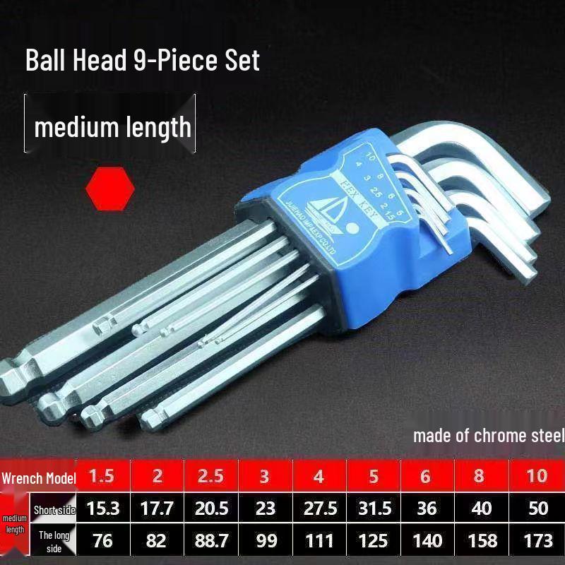 S2 Alloy Ball Head Hex Wrench Set - High Hardness Hexagonal Key Tool
S2 Alloy Ball Head Hex Wrench Set - High Hardness Hexagonal Key Tool