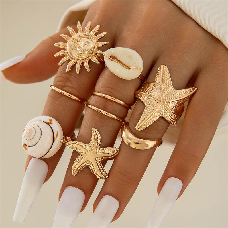 9Pcs/Set Bohemia Starfish Shell Sea Turtle Open Ring for Women Trendy Punk Gold Color Geometric Knuckle Joint Ring Beach Jewelry
9Pcs/Set Bohemia Starfish Shell Sea Turtle Open Ring for Women Trendy Punk Gold Color Geometric Knuckle Joint Ring Beach Jewelry