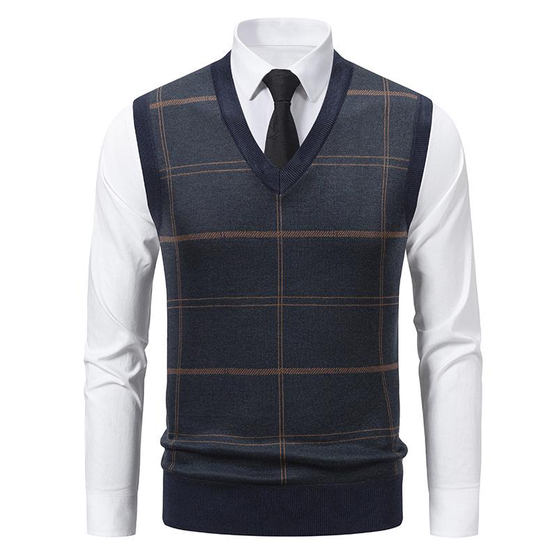 2025 Men s Autumn/Winter V-Neck Plaid Knit Pullover Vest with Velvet Lining - Youth Casual Sleeveless Sweater XL
2025 Men s Autumn/Winter V-Neck Plaid Knit Pullover Vest with Velvet Lining - Youth Casual Sleeveless Sweater XL