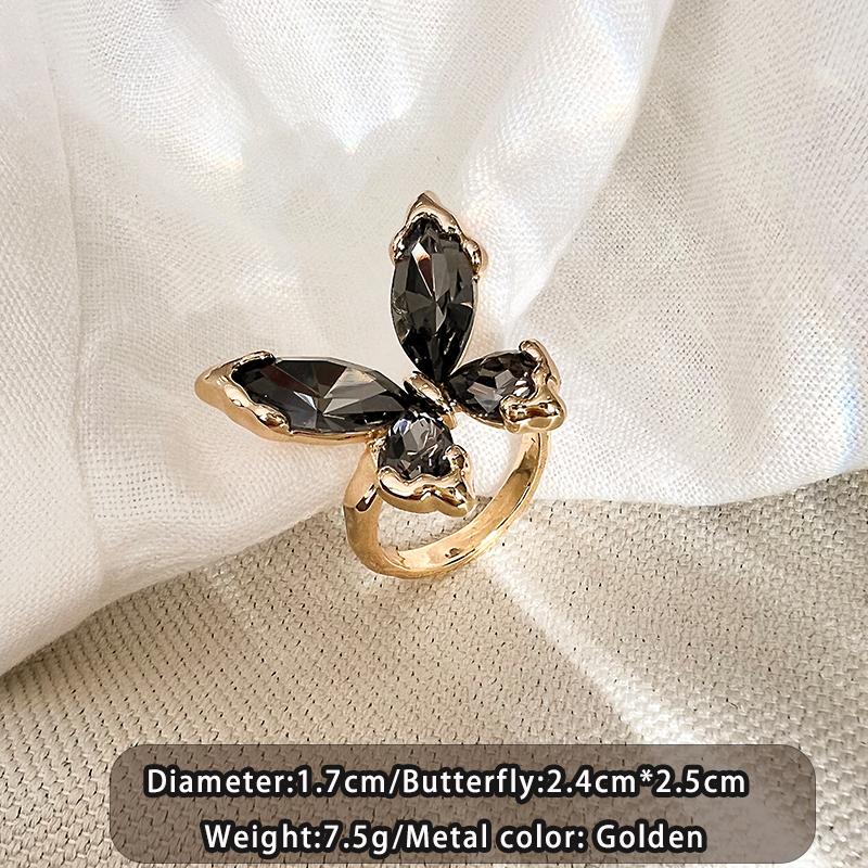 Light Luxury Metal Black Crystal Butterfly Shaped Open Rings 2026 Women s Fashion Jewelry Trend Finger Accessories Unusual Ring resizable&Gold-color сірий колір
Light Luxury Metal Black Crystal Butterfly Shaped Open Rings 2026 Women s Fashion Jewelry Trend Finger Accessories Unusual Ring resizable&Gold-color сірий колір