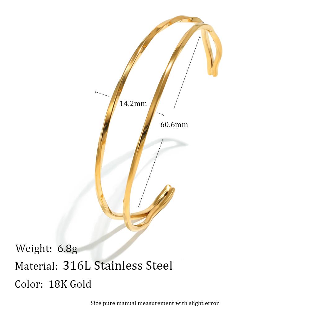 MamacitaSlay 316L Stainless Steel Wave Shaped Cuff Bracelet 18K Gold Plated Waterproof Wrist Jewelry Women s Creative Bracelet
MamacitaSlay 316L Stainless Steel Wave Shaped Cuff Bracelet 18K Gold Plated Waterproof Wrist Jewelry Women s Creative Bracelet