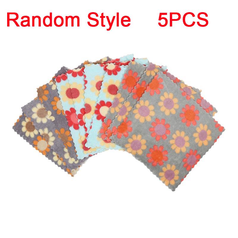 25X25СМ Кухонная Мягкая Впитывающая Салфетка для Посуды Коралловый Флис Подсолнух Салфетка для Вытирания Ветоши Многоразовые Бытовые Чистящие Средства 5pcs