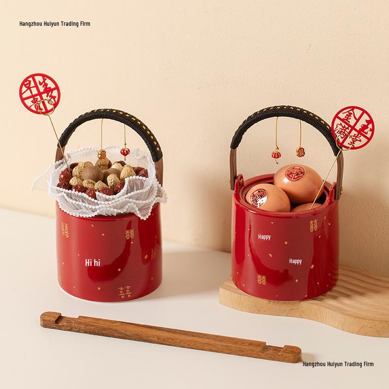 Red Ceramic Dowry Set: Wedding Spittoon & Happy Bucket for Maternal Home Single
Red Ceramic Dowry Set: Wedding Spittoon & Happy Bucket for Maternal Home Single