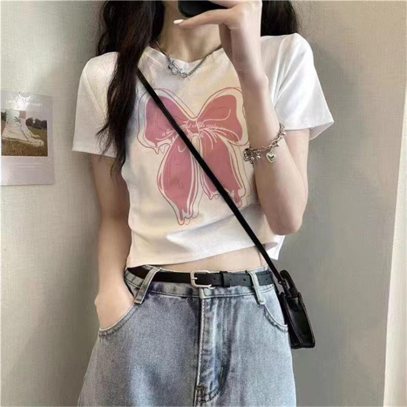 Women s White Print Bowknot Textured Short Sleeve T-Shirt, 2024 Slim Fit Trendy Top XL
Women s White Print Bowknot Textured Short Sleeve T-Shirt, 2024 Slim Fit Trendy Top XL