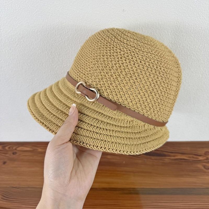 Рыбацкая шляпа с пряжкой на поясе, женская новая шляпа-ведро для воды, хлопковая льняная трикотажная летняя рыбацкая шляпа one size