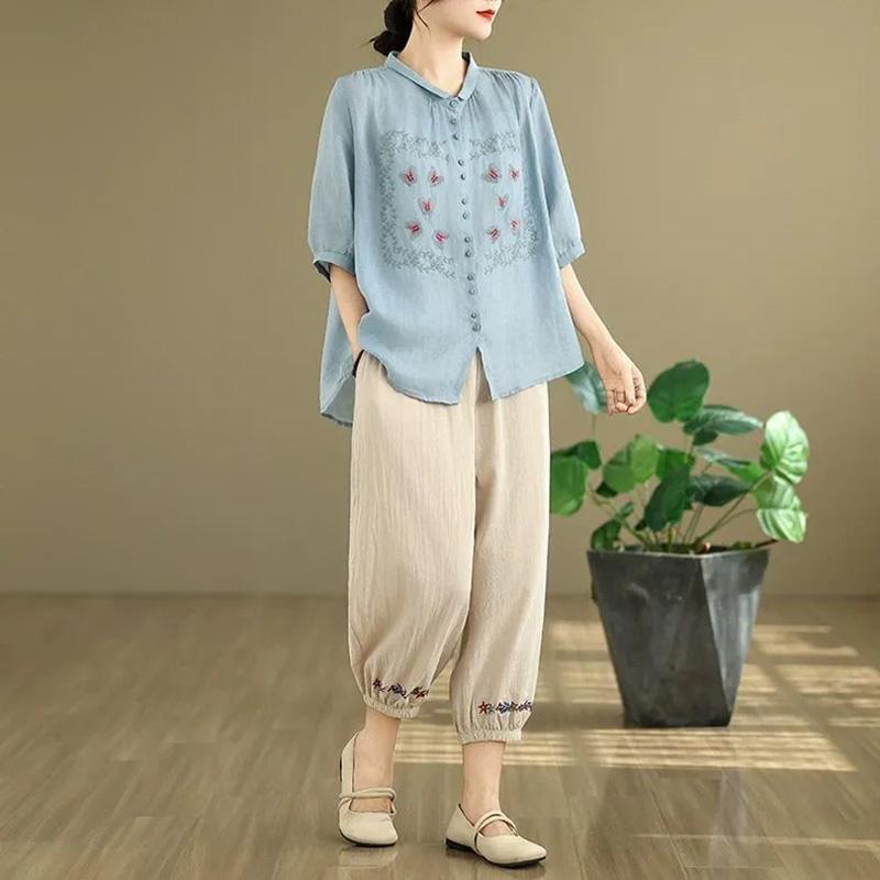 2PC Summer Suit Women T-shirt Pants Two-piece Comfortable Short-sleeved Top and Longs Pants Loose Casual Suit XXL синій
2PC Summer Suit Women T-shirt Pants Two-piece Comfortable Short-sleeved Top and Longs Pants Loose Casual Suit XXL синій