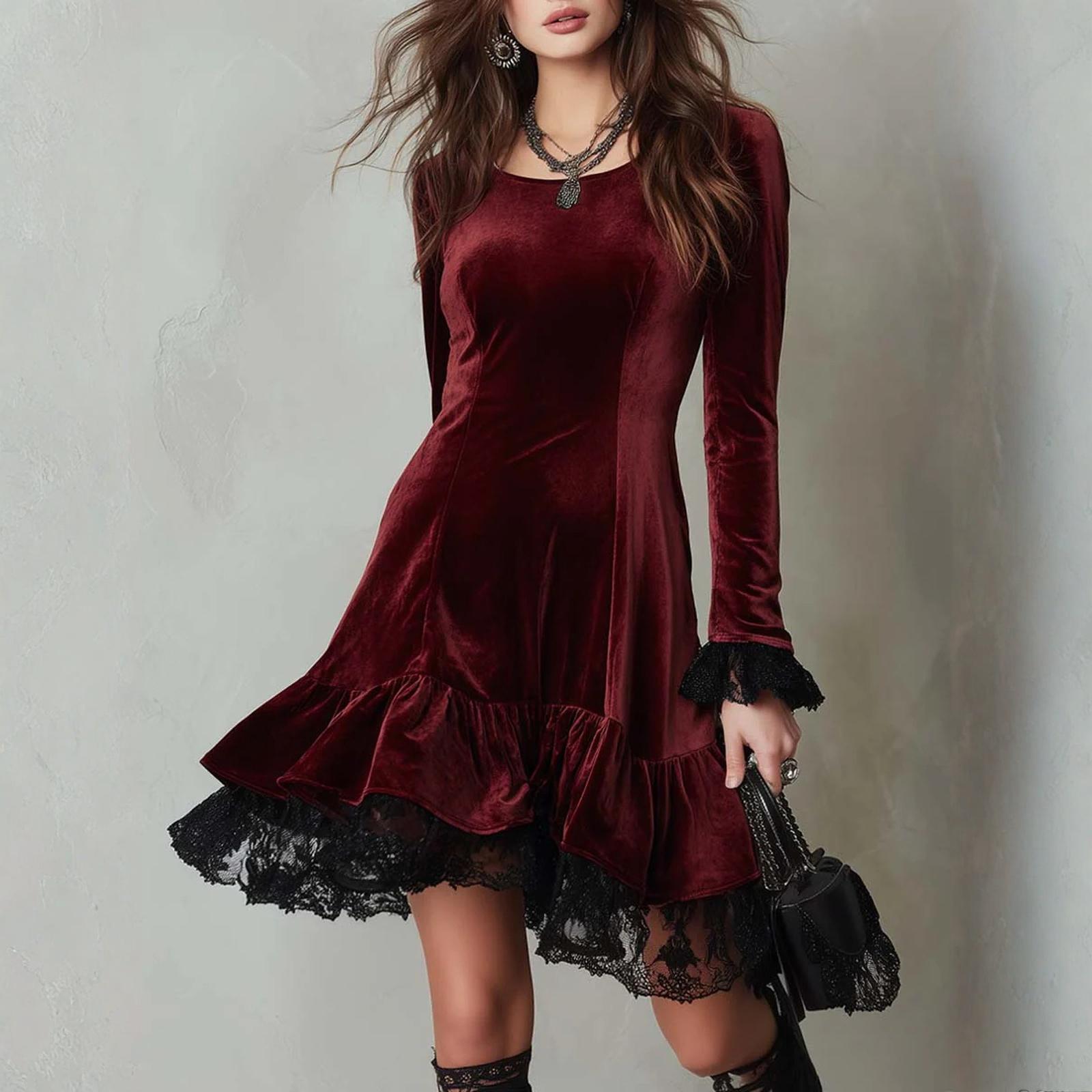 Жіноча однотонна вельветова коротка сукня з мереживною обробкою та розкльошеним подолом. XXL винний
Жіноча однотонна вельветова коротка сукня з мереживною обробкою та розкльошеним подолом. XXL винний