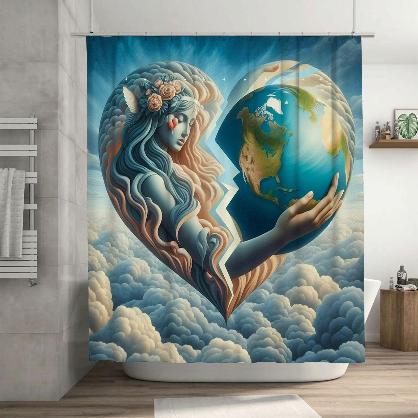 Heart-Shaped Woman And Earth Shower Curtain - Waterproof, Mildew-Resistant, Machine Washable For Unique Bathroom Art W60H190(CM)-1 Pcs
Heart-Shaped Woman And Earth Shower Curtain - Waterproof, Mildew-Resistant, Machine Washable For Unique Bathroom Art W60H190(CM)-1 Pcs