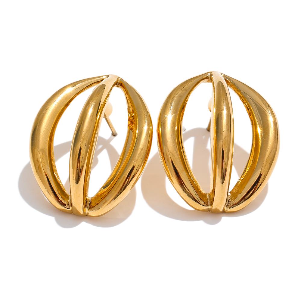 Yhpup Stainless Steel Half Round Geometric Hollow Stud Earrings 18K PVD Plated Daily High Quality Charm Jewelry Wholesale
Yhpup Stainless Steel Half Round Geometric Hollow Stud Earrings 18K PVD Plated Daily High Quality Charm Jewelry Wholesale