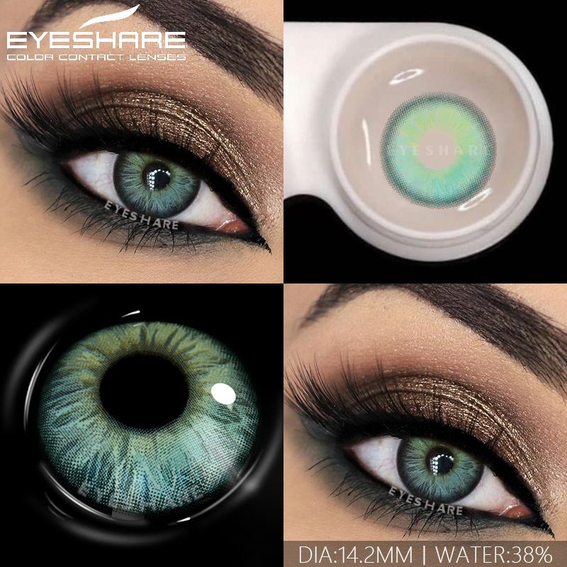 1 пара цветных линз для глаз, модные голубые линзы для глаз, зеленые контактные линзы, коричневые линзы для серых зрачков, годовые линзы, косметический макияж