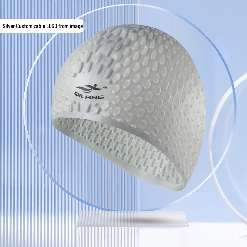 Qilang Взрослая Унисекс Силиконовая Шапочка для Плавания с Защитой Ушей, Каплевидная Форма для Длинных Волос