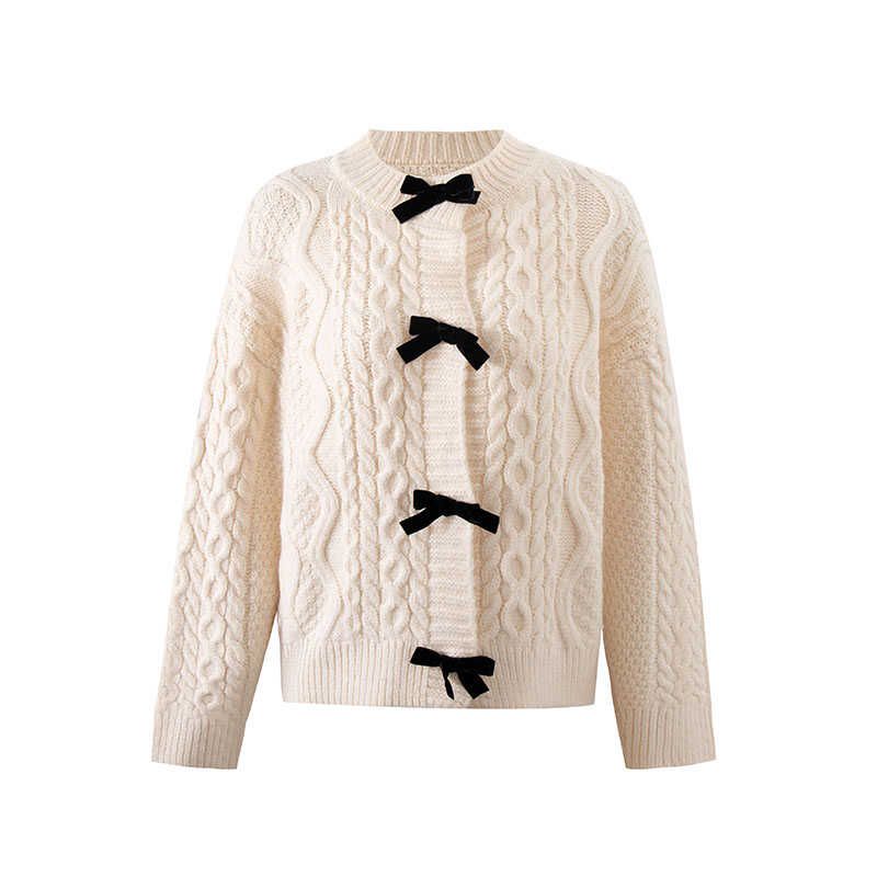 French style Autumn and Winter Atmosphere Bow Sweet Retro Twist Knitted Outerwear Graceful Top Soft Glutinous Thick Sweater Beige All yards
French style Autumn and Winter Atmosphere Bow Sweet Retro Twist Knitted Outerwear Graceful Top Soft Glutinous Thick Sweater Beige All yards
