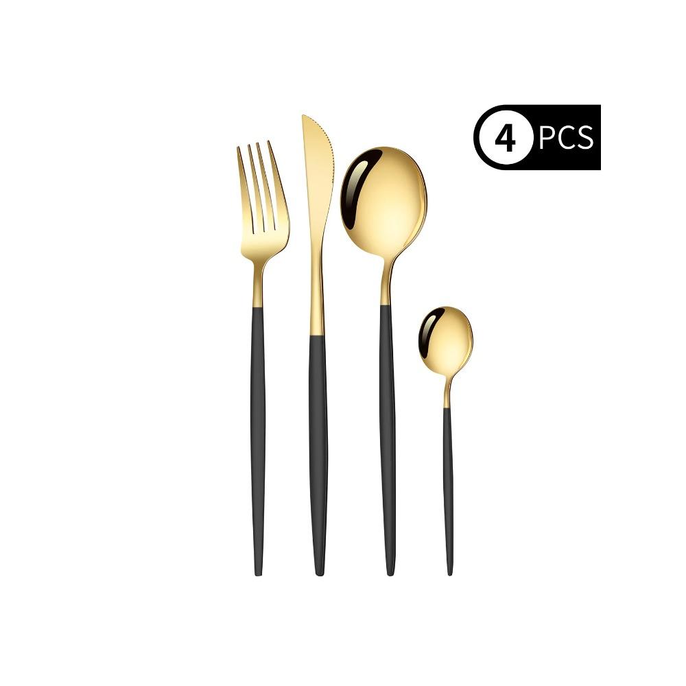 4-piece set Black Gold Cutlery Set Stainless Steel Cutlery Cutlery Knife fork Spoon Silver Cutlery Kitchen supplies золотистий
4-piece set Black Gold Cutlery Set Stainless Steel Cutlery Cutlery Knife fork Spoon Silver Cutlery Kitchen supplies золотистий