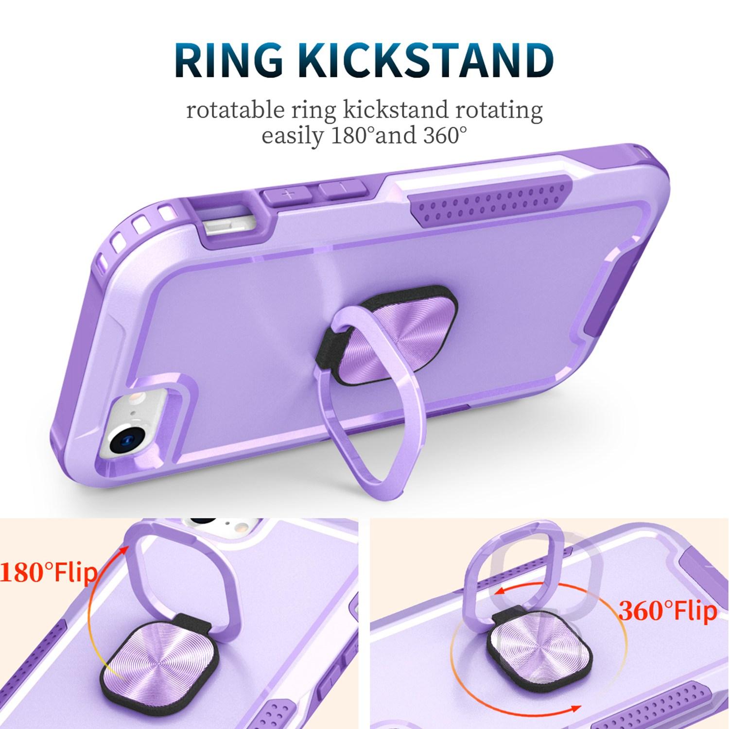 For iPhone 7 4.7 inch/8 4.7 inch/SE (2022)/SE (2020) Rotatable Ring Kickstand Drop-proof PC+Silicone 3-in-1 Hybrid Phone Case Protective Back Cover Light Purple
For iPhone 7 4.7 inch/8 4.7 inch/SE (2022)/SE (2020) Rotatable Ring Kickstand Drop-proof PC+Silicone 3-in-1 Hybrid Phone Case Protective Back Cover Light Purple