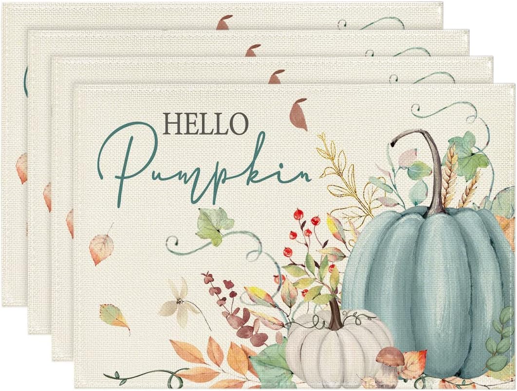 6PC Artoid Mode Aqua Hello Pumpkin Floral Leaves Fall Placemats Autumn Thanksgiving Harvest Table Mats for Kitchen Dining 6PC 30x45CM
6PC Artoid Mode Aqua Hello Pumpkin Floral Leaves Fall Placemats Autumn Thanksgiving Harvest Table Mats for Kitchen Dining 6PC 30x45CM