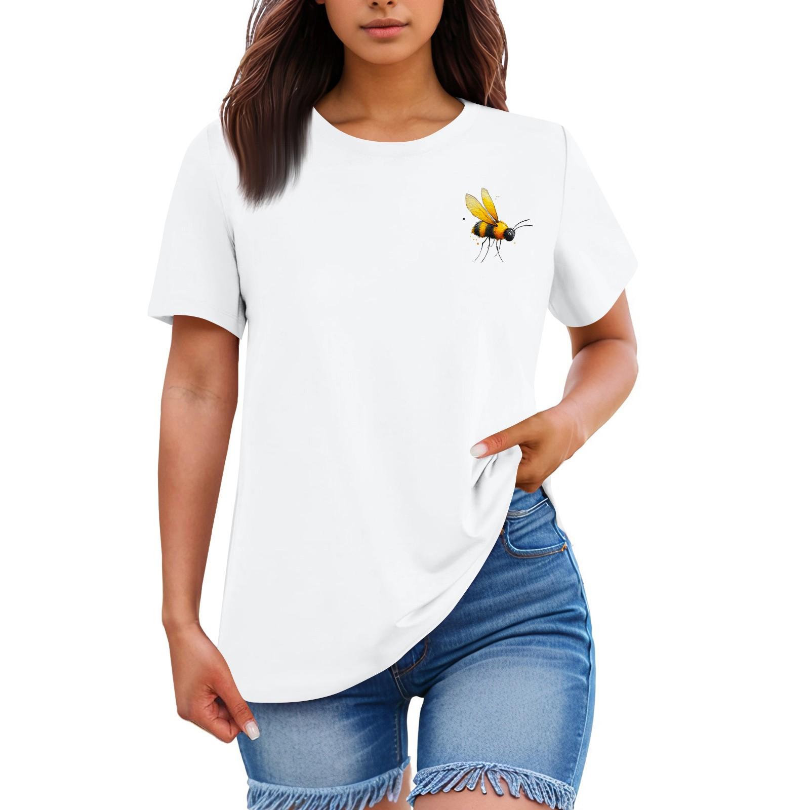 Ladies Loose Comfortable Casual Fashionable Insect Printed Round Neck Short Sleeved Shirt XL білий
Ladies Loose Comfortable Casual Fashionable Insect Printed Round Neck Short Sleeved Shirt XL білий