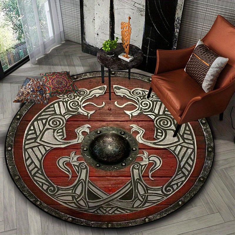 Medieval Viking Shield Pattern Round Area Rug, Non Slip Decorative Floor Mat for Living Room Game Room Bedroom Yoga and Travel Diameter 60cm
Medieval Viking Shield Pattern Round Area Rug, Non Slip Decorative Floor Mat for Living Room Game Room Bedroom Yoga and Travel Diameter 60cm