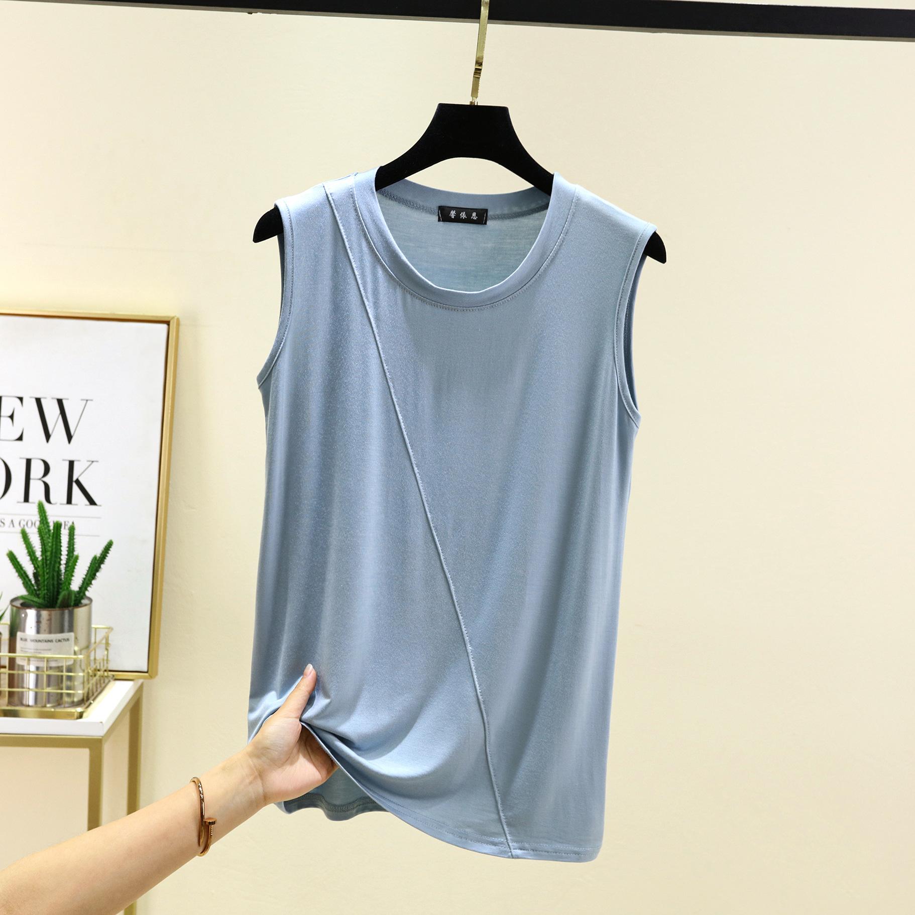 Модальные топы с O-образным вырезом без рукавов, однотонные женские футболки-топы большого размера, летние тонкие футболки 2XL светло-синий
Модальные топы с O-образным вырезом без рукавов, однотонные женские футболки-топы большого размера, летние тонкие футболки 2XL светло-синий