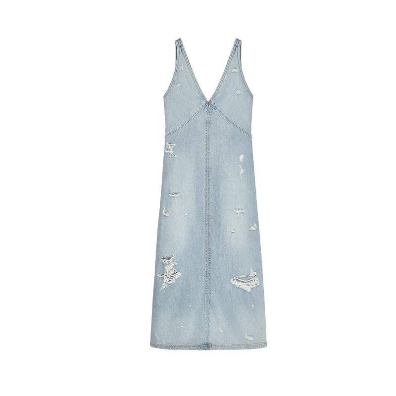 Summer New Product Women s Clothes American Simple Retro Style Ripped Shoulder Strap V Neck Denim Dress 4365082 Light Blue L
Summer New Product Women s Clothes American Simple Retro Style Ripped Shoulder Strap V Neck Denim Dress 4365082 Light Blue L