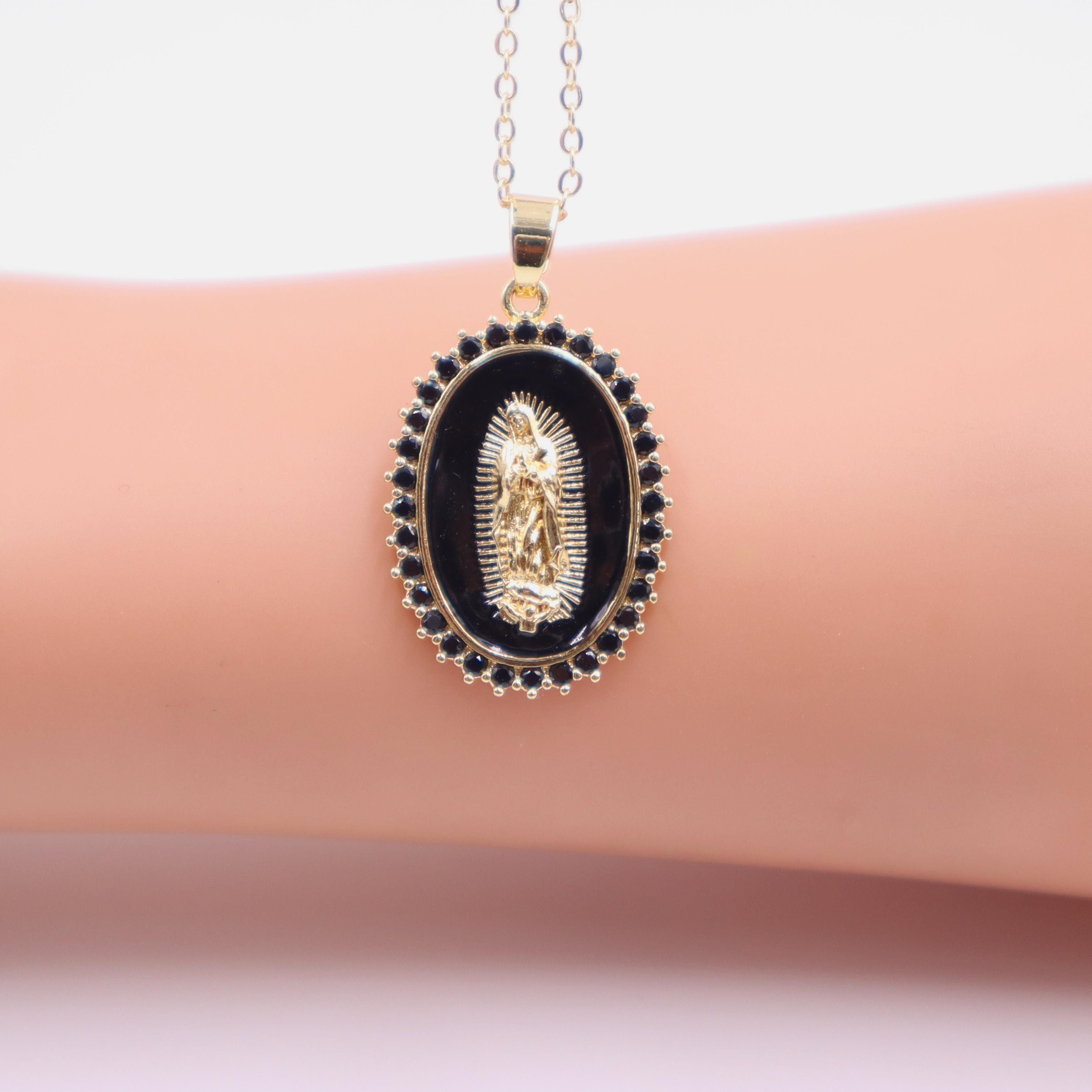 New Design Virgin Mary Oil Drip Pendant Copper Inlaid Black Zircon Pendant Best Party Wedding Anniversary Zircon Gift For Women чорний
New Design Virgin Mary Oil Drip Pendant Copper Inlaid Black Zircon Pendant Best Party Wedding Anniversary Zircon Gift For Women чорний