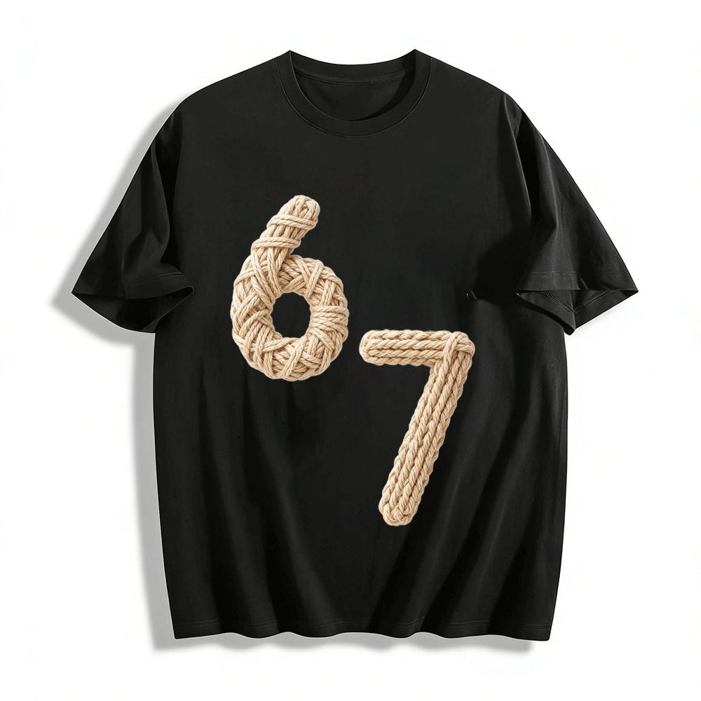Vintage Hemp Rope Woven Number 67 Print Casual Loose Crewneck T-Shirt Pure cotton T-shirt XXS
Vintage Hemp Rope Woven Number 67 Print Casual Loose Crewneck T-Shirt Pure cotton T-shirt XXS