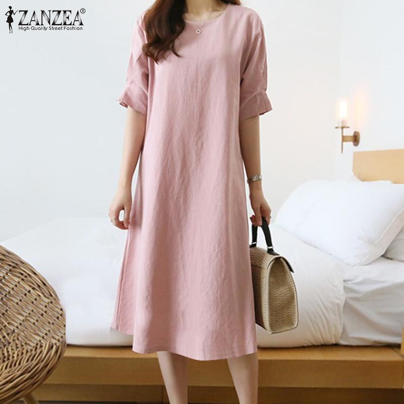 ZANZEA Женское летнее свободное платье с круглым вырезом и половиной рукавов
ZANZEA Женское летнее свободное платье с круглым вырезом и половиной рукавов