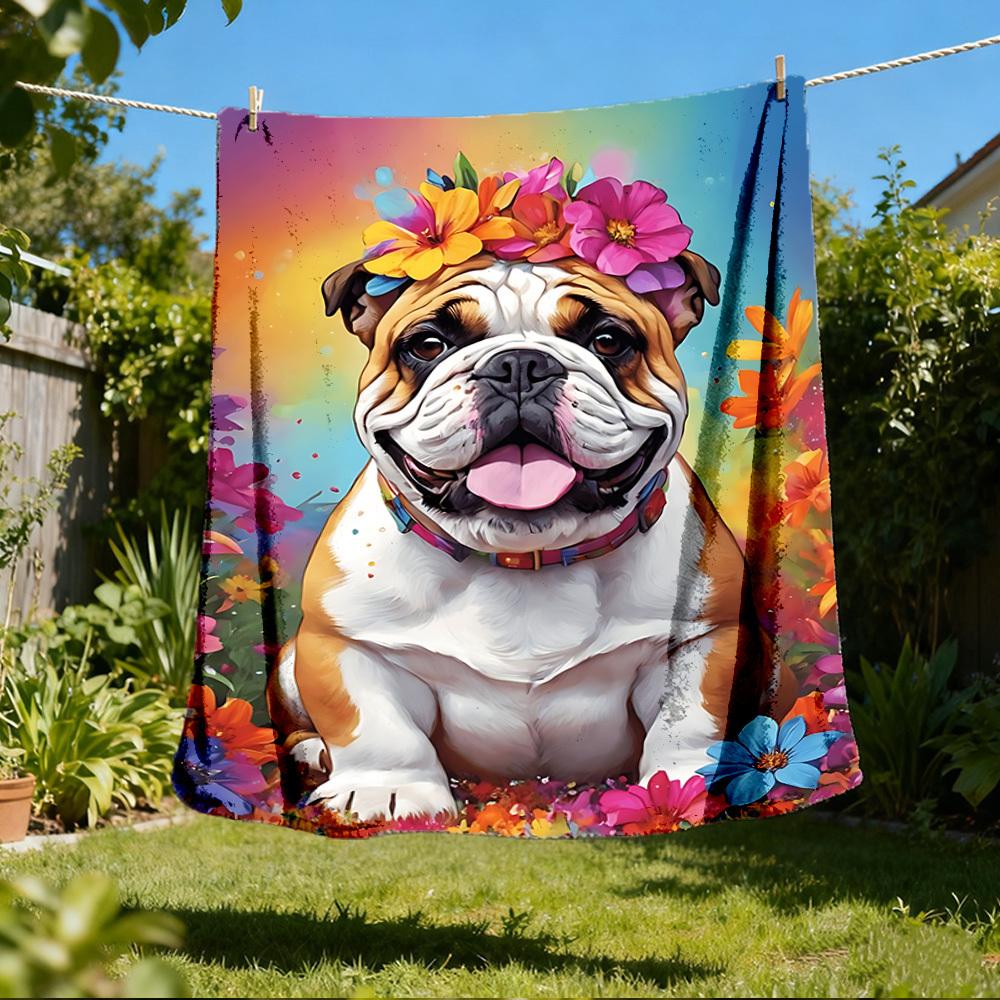 1pc Bulldog Floral Crown Outdoor Soft Polyester Flannel Throw Blanket Versatile for All Seasons , Soft , Cozy , Warm All Season Quilted Throw , 80x120cm
1pc Bulldog Floral Crown Outdoor Soft Polyester Flannel Throw Blanket Versatile for All Seasons , Soft , Cozy , Warm All Season Quilted Throw , 80x120cm