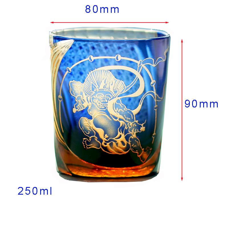 Japanese Style Edo Kiriko Handcrafts Color Cased Whiskey Glass Engraved Raijin Fujin Design With Gift Box about 240ml-250ml синий
Japanese Style Edo Kiriko Handcrafts Color Cased Whiskey Glass Engraved Raijin Fujin Design With Gift Box about 240ml-250ml синий