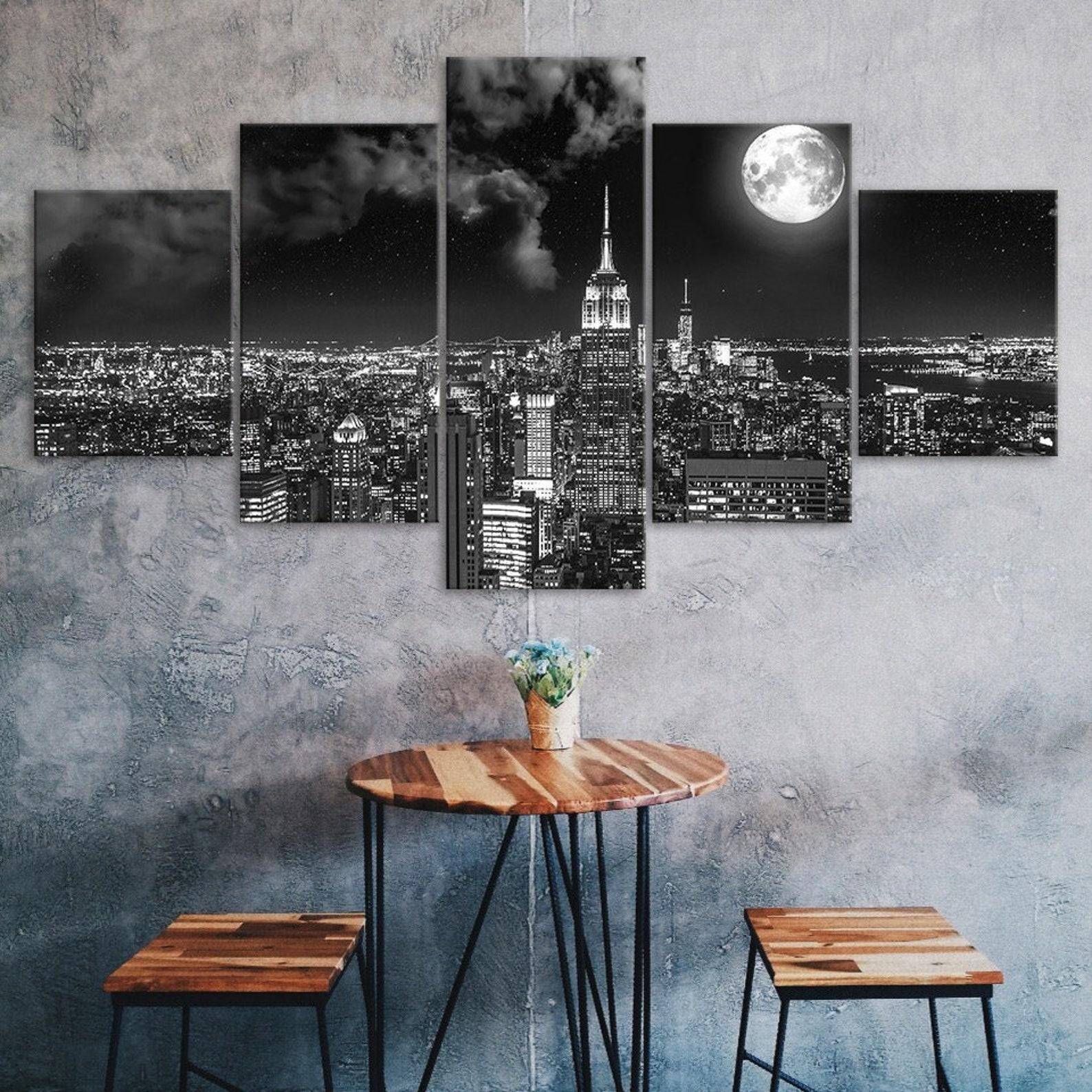 Empire State Building New York Night Full Moon 5 Piece Five Panel Wall Canvas Print Modern Art Poster Home Decor Gift For Him For Her 20X35 20X45 20X55CM
Empire State Building New York Night Full Moon 5 Piece Five Panel Wall Canvas Print Modern Art Poster Home Decor Gift For Him For Her 20X35 20X45 20X55CM