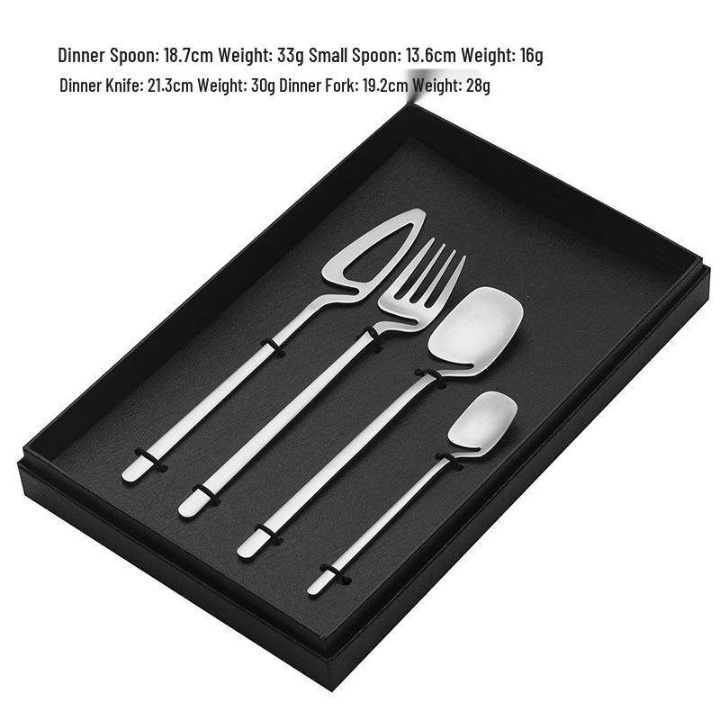 Trendy Hanging Flatware Set: Stainless Steel Knife, Fork, Spoon - 4-Piece Creative Western Steak Style.
Trendy Hanging Flatware Set: Stainless Steel Knife, Fork, Spoon - 4-Piece Creative Western Steak Style.