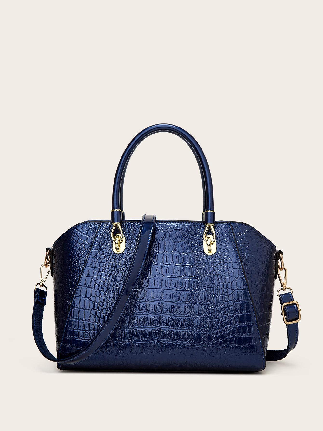 Crocodile pattern patent leather glossy handbag new bucket bag single shoulder crossbody women s handbag large bag темно-синього кольору
Crocodile pattern patent leather glossy handbag new bucket bag single shoulder crossbody women s handbag large bag темно-синього кольору