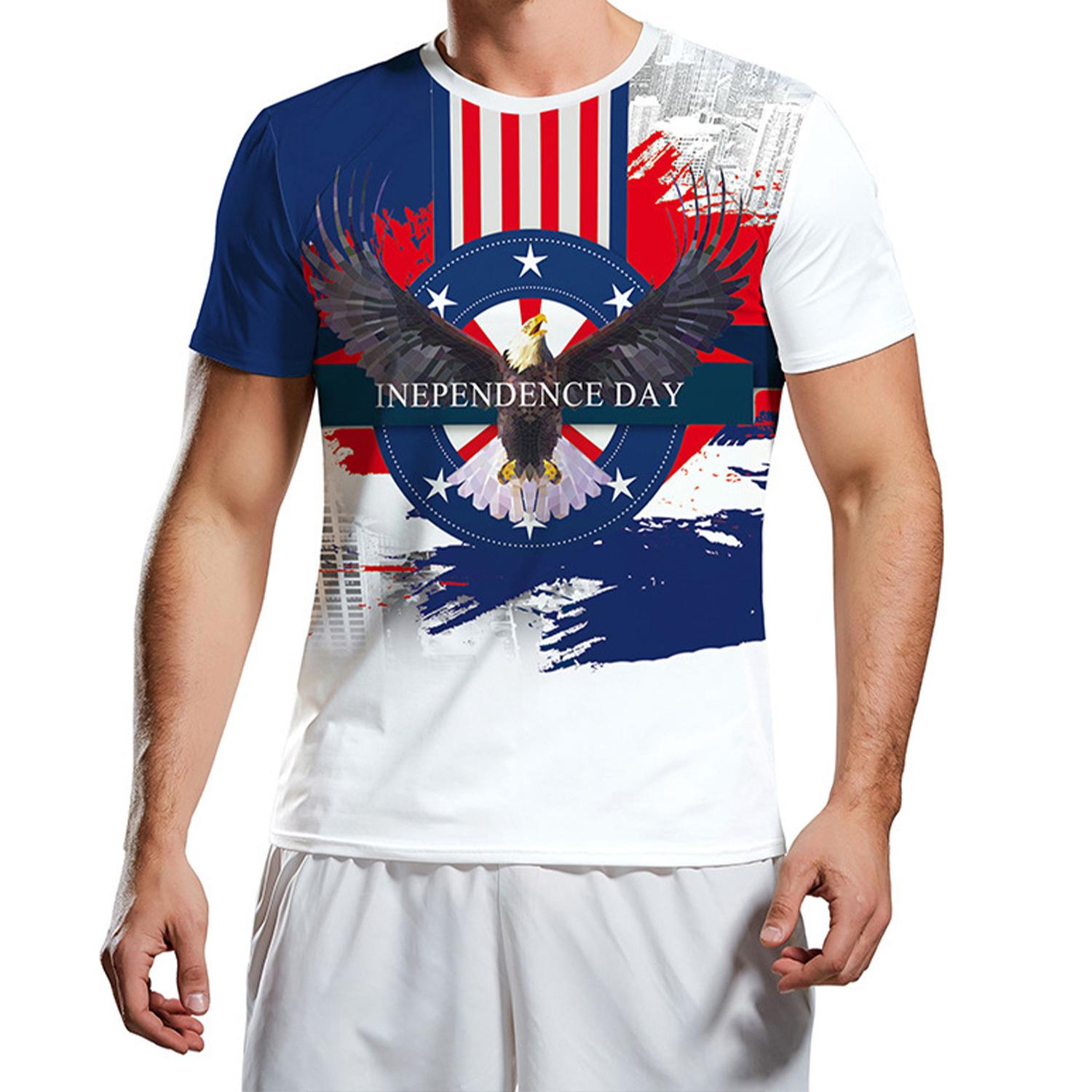 Summer Round Neck 3D American Flag and Eagle Graphic Print Top Fashionable Casual Short Sleeved Men s T-shirts XS
Summer Round Neck 3D American Flag and Eagle Graphic Print Top Fashionable Casual Short Sleeved Men s T-shirts XS