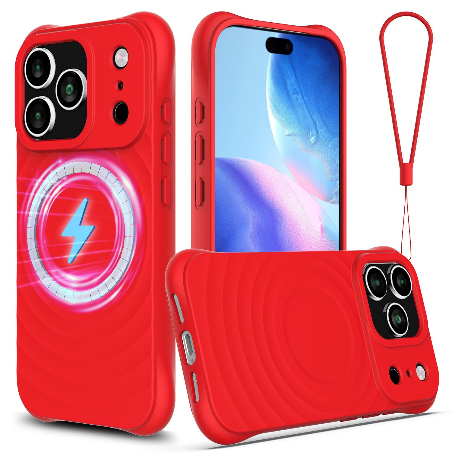 For iPhone 17 Pro Max Case Compatible with MagSafe Ripple Texture Liquid Silicone Protective Cover with Strap Red
For iPhone 17 Pro Max Case Compatible with MagSafe Ripple Texture Liquid Silicone Protective Cover with Strap Red