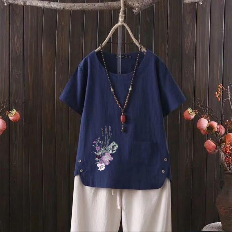 Футболка из хлопка и конопли с V-образным вырезом и принтом в виде скандинавских цветов для женщин - лето 2025 года, расслабленная и модная 4XL темно-синий
Футболка из хлопка и конопли с V-образным вырезом и принтом в виде скандинавских цветов для женщин - лето 2025 года, расслабленная и модная 4XL темно-синий